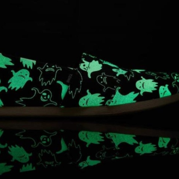 Toms Alpargata Glow In The Dark Ghosts Black Glow, Little Girls, 13.5- NWT - Picture 7 of 12
